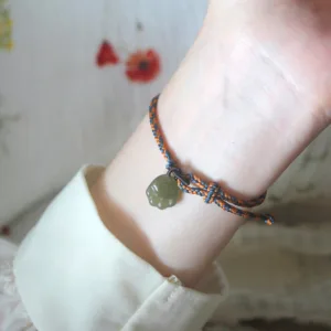 Mythstone Hetian Jade Cat Paw Lucky Bag Pattern Prosperity Bracelet