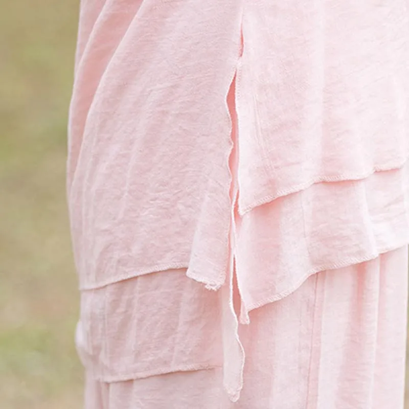 Mythstone 2Pcs Plain Design Top Pants Meditation Yoga Zen Tai Chi Cotton Linen Clothing Women's Set - Image 10