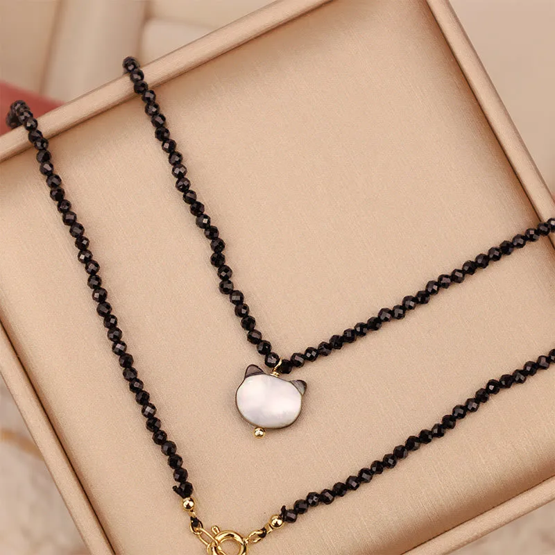 Mythstone Black Spinel Cute Cat Motivate Choker Necklace - Image 12
