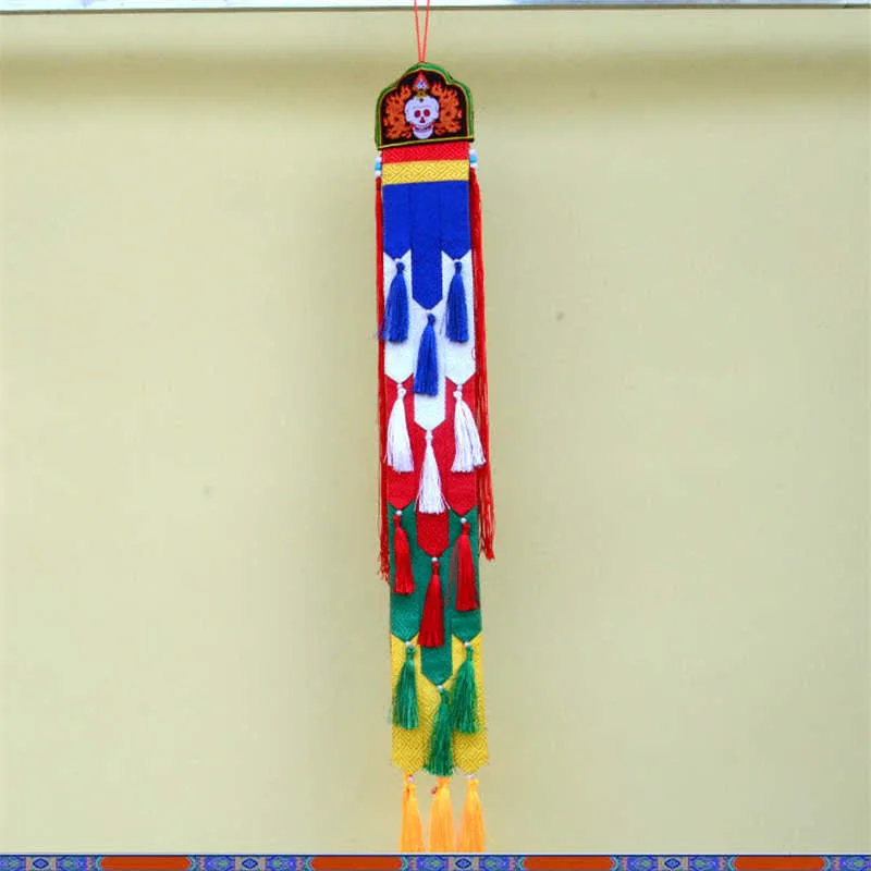 Mythstone Lotus Flower Eight Auspicious Symbols Meditation Enlightenment Colorful Tassels Wall Art - Image 21