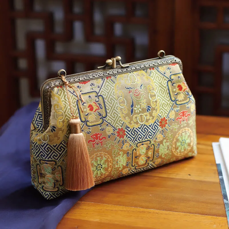 Mythstone Vintage Geometry Flowers Metal Chain Crossbody Bag Shoulder Bag Handbag - Image 2