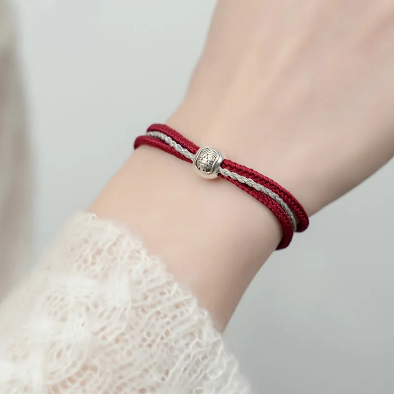 Mythstone 925 Sterling Silver Tibetan Zakiram Goddess of Wealth Luck Rope Bracelet - Image 8