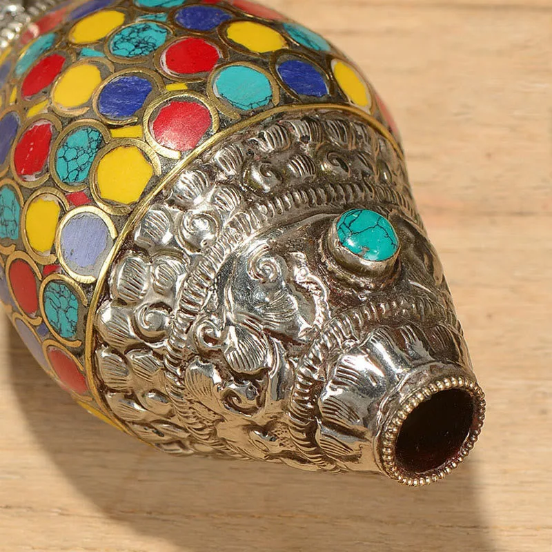Mythstone Tibetan Handmade Natural Shankha Colorful Conch Shell Seashell Wealth Home Decoration - Image 11