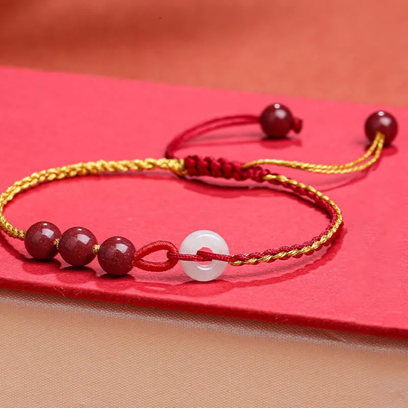 Mythstone Natural Cinnabar Jade Peace Buckle Blessing Bracelet - Image 10