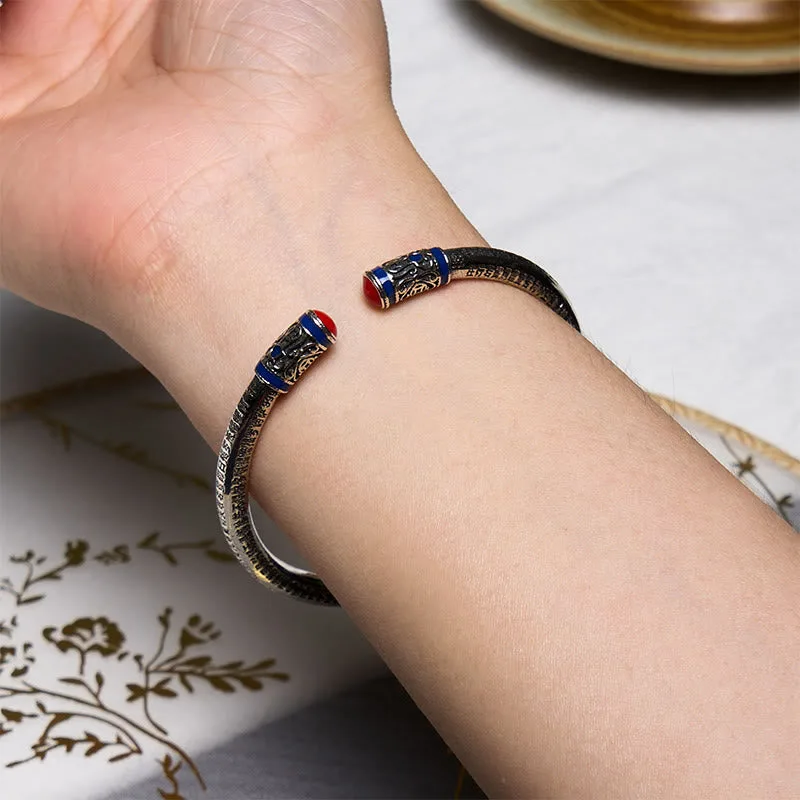 Mythstone Heart Sutra Carved Copper Coins Healing Bracelet Bangle - Image 5