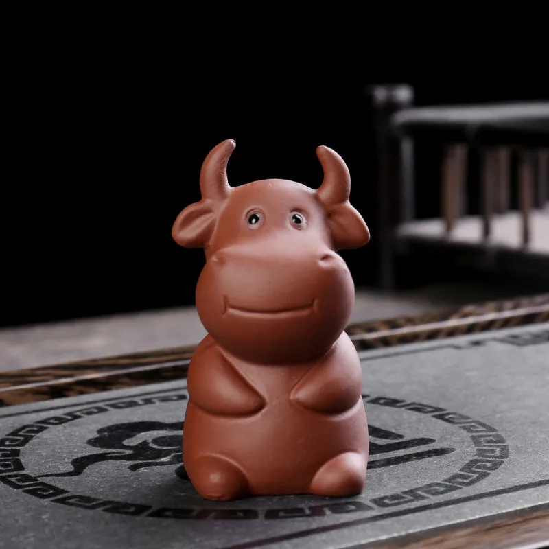 Mythstone Chinese Zodiac Purple Clay Wealth Ceramic Tea Pet Home Figurine Decoration - Image 4