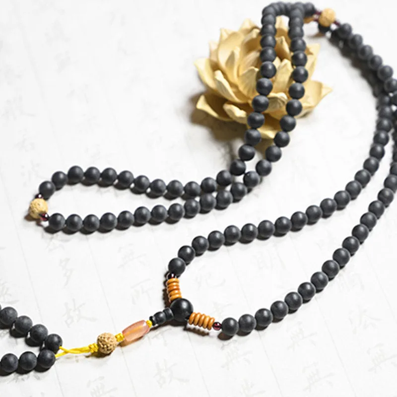 MythStone Tibetan Mala Cypress Bodhi Seed Red Agate Healing Bracelet - Image 10