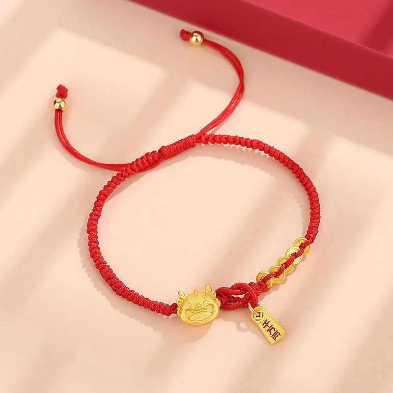 Mythstone Handmade 925 Sterling Silver Year of the Dragon Gold Copper Coin Luck Bracelet - Image 4
