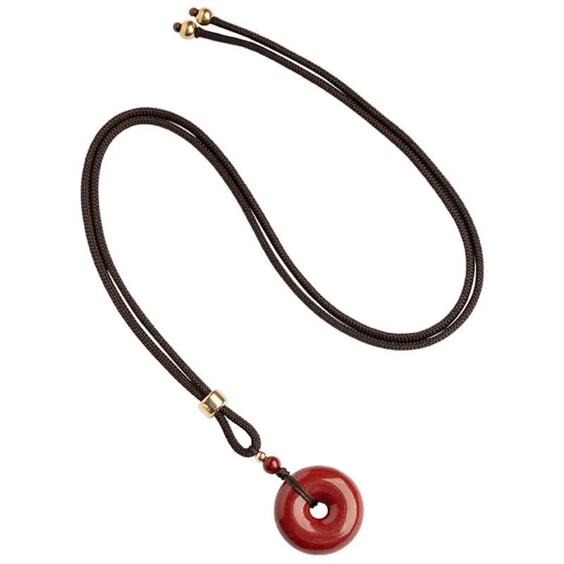 Mythstone Cinnabar Peace Buckle Calm Blessing Necklace Pendant - Image 5