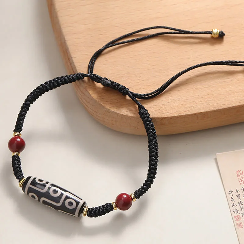 Mythstone Handcrafted Tibetan Nine-eye Dzi Bead Protection Bracelet - Image 3