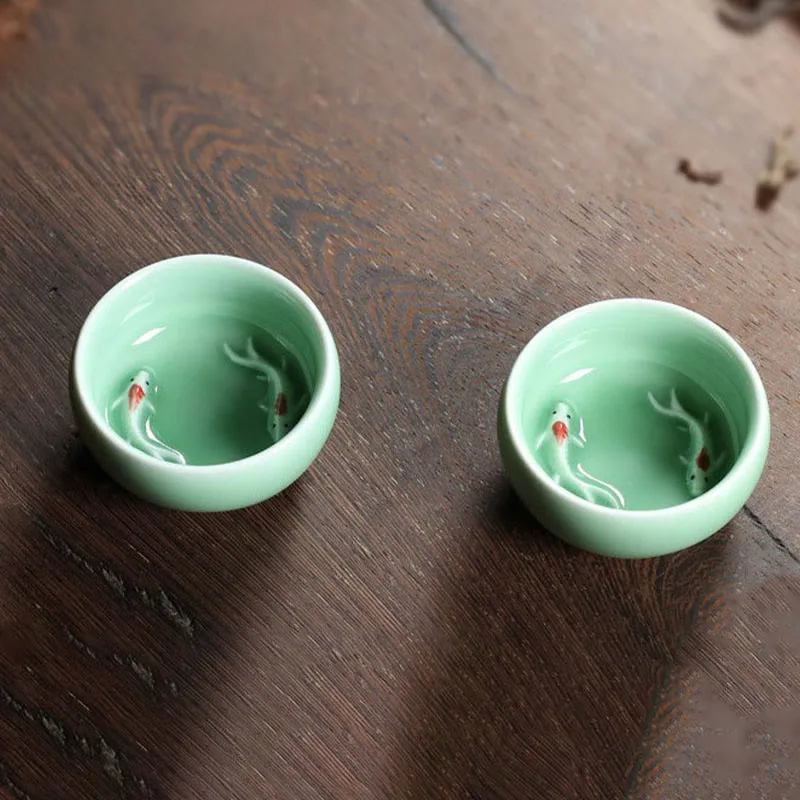 Mythstone Colorful Koi Fish Ceramic Teacup Kung Fu Tea Cup Bowl - Image 23