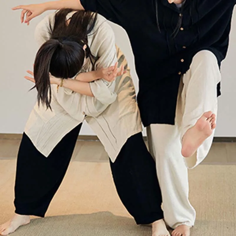 Mythstone Plain Long Sleeve Coat Jacket Top Wide Leg Pants Zen Tai Chi Yoga Meditation Clothing - Image 19