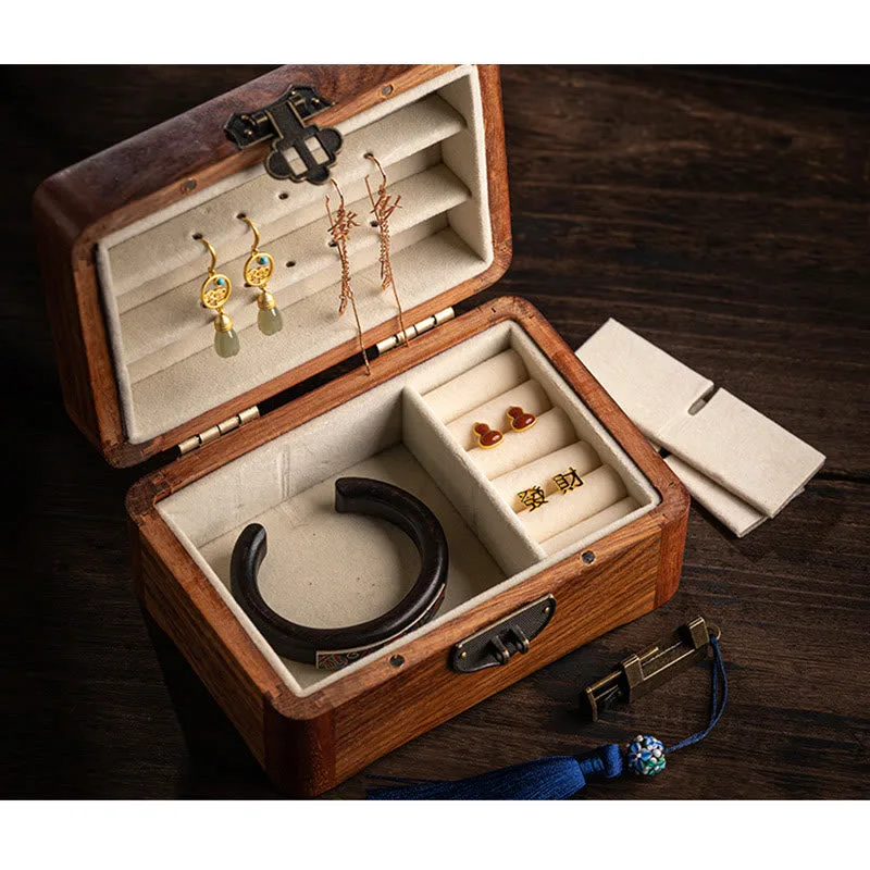 Mythstone Retro Handmade Floral Pattern Rosewood Jewelry Storage Box Lockable Wooden Gift Organizer Box - Image 19