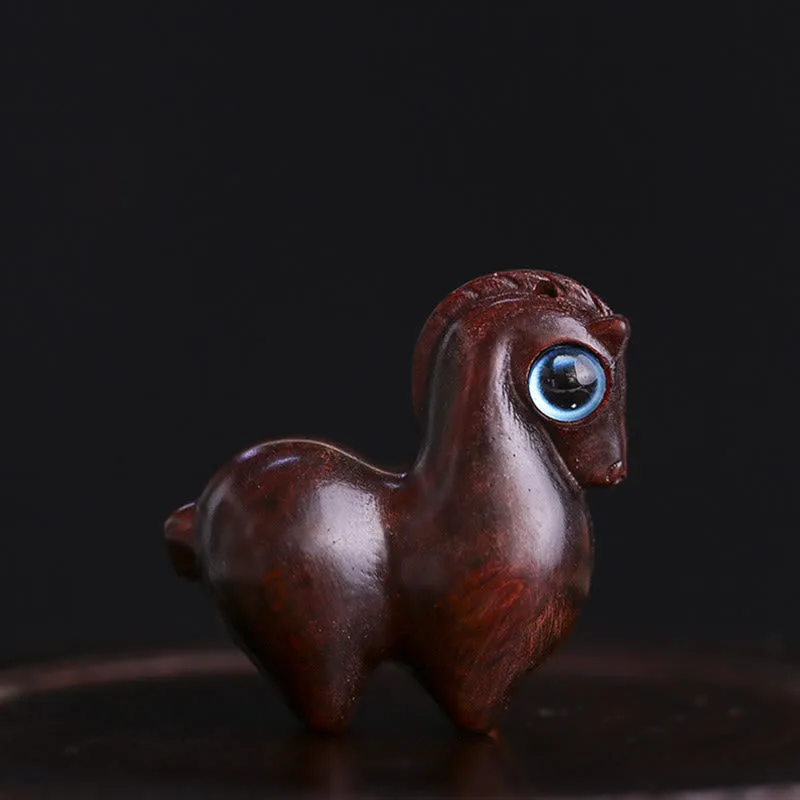 Mythstone Small Leaf Red Sandalwood Green Sandalwood Lucky Mini Horse Protection Decoration - Image 13