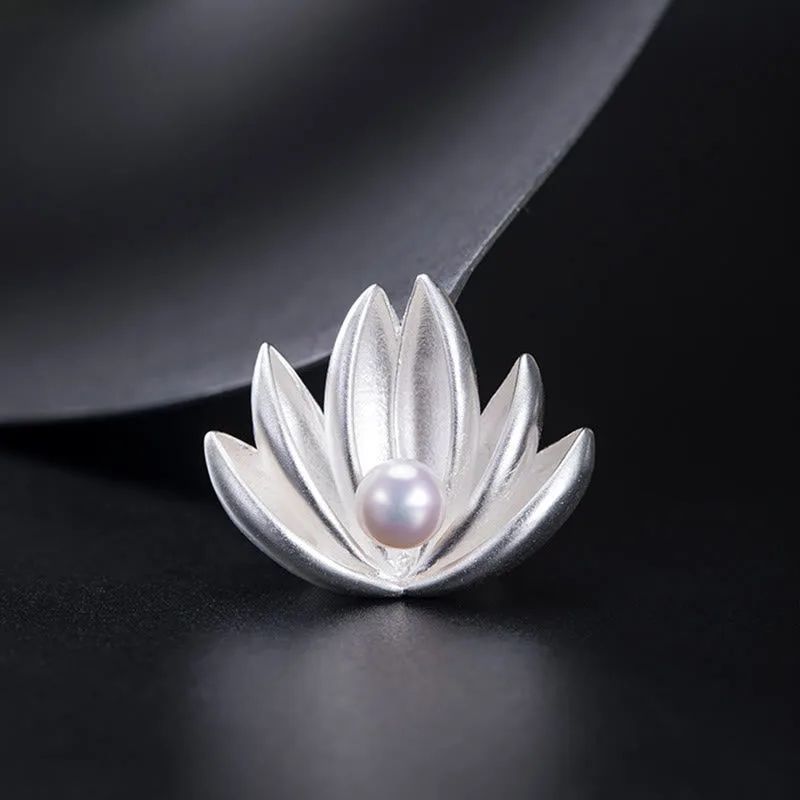 Mythstone 925 Sterling Silver Lotus Flower Pearl New Beginning Brooch - Image 8