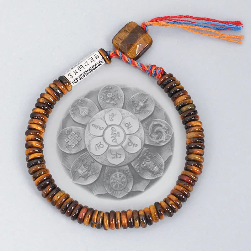 Mythstone Tibetan Tiger Eye Om Mani Padme Hum Protection Power Bracelet - Image 13