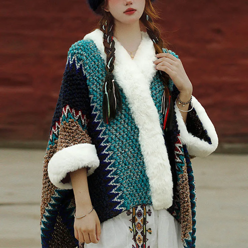 Mythstone Tibetan Multicolored Striped Shawl Winter Cozy Travel Scarf Wrap - Image 27