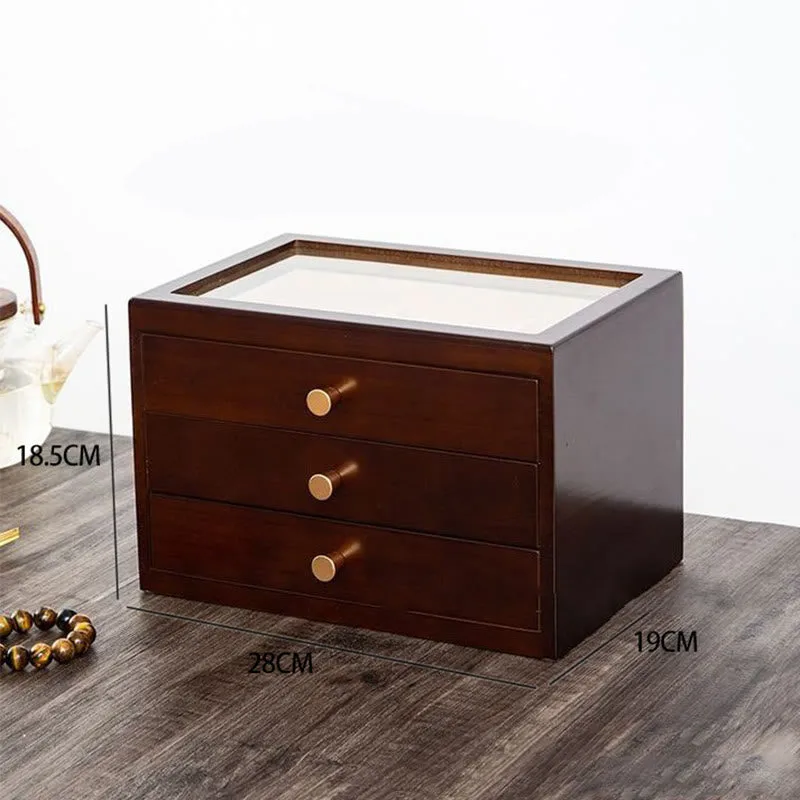 Mythstone Retro Solid Wood Jewelry Box Jewelry Storage Box With Drawer - Image 22