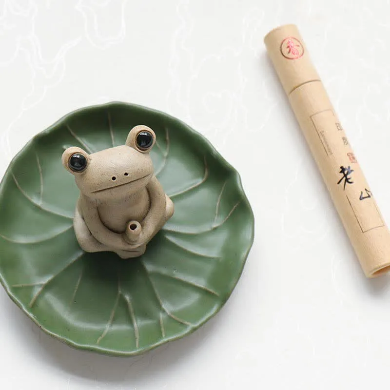 Handmade Ceramic Stick Frog Incense Burner Decoration - Image 6