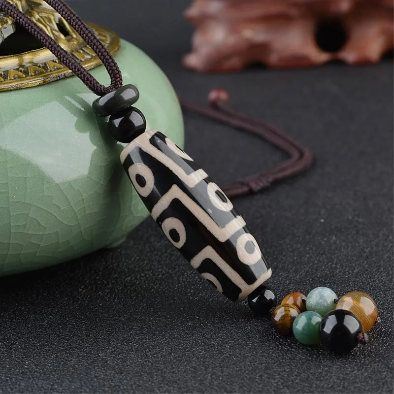 Mythstone Nine-Eye Dzi Bead Wealth Protection Necklace - Image 3