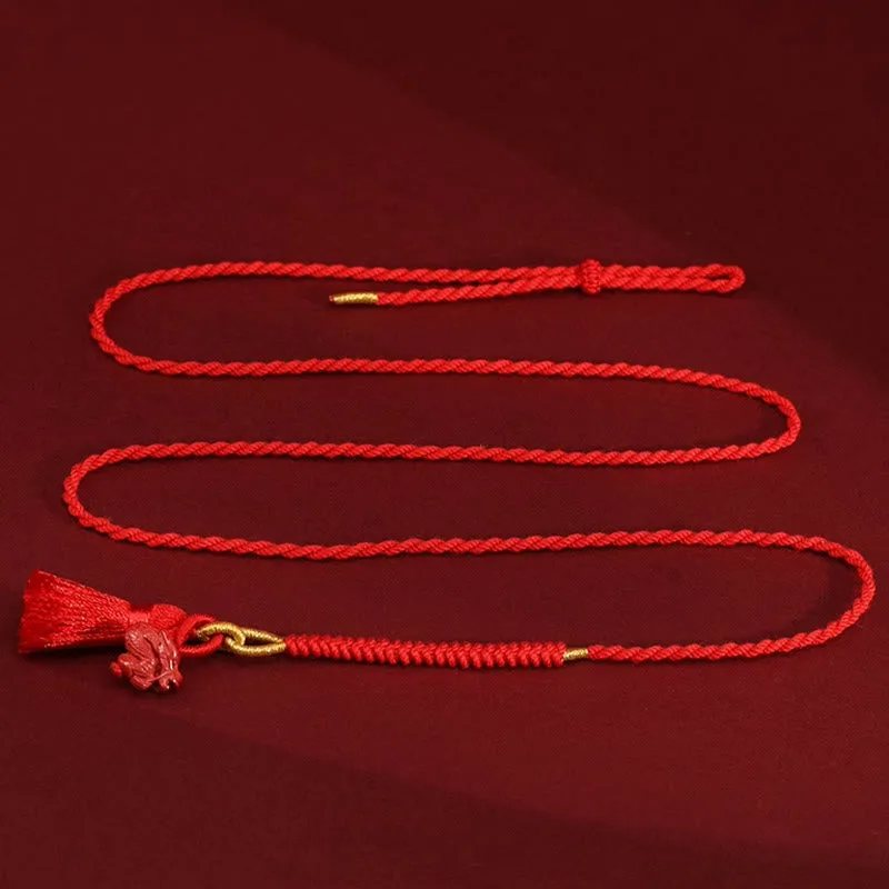 Mythstone Natural Cinnabar Dragon Blessing Red String Belly Chain - Image 13