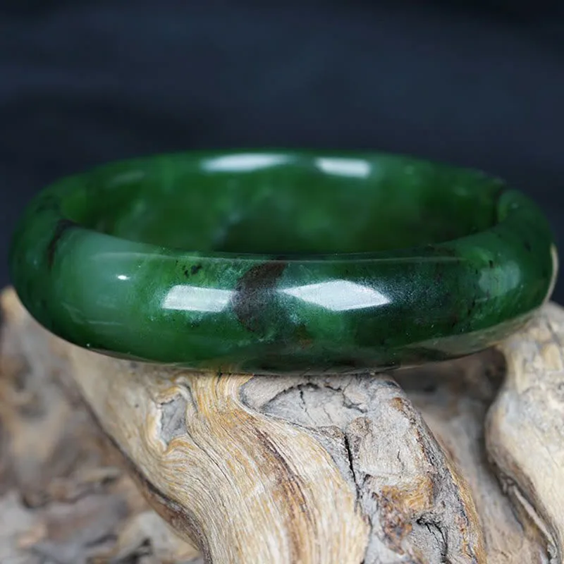 Mythstone Natural Hetian Cyan Jade Happiness Success Bracelet Bangle - Image 3