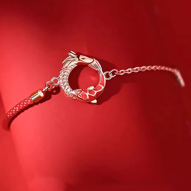 Mythstone - 925 Sterling Silver Year Of The Dragon Copper Koi Fish Luck Protection Bracelet - Image 3