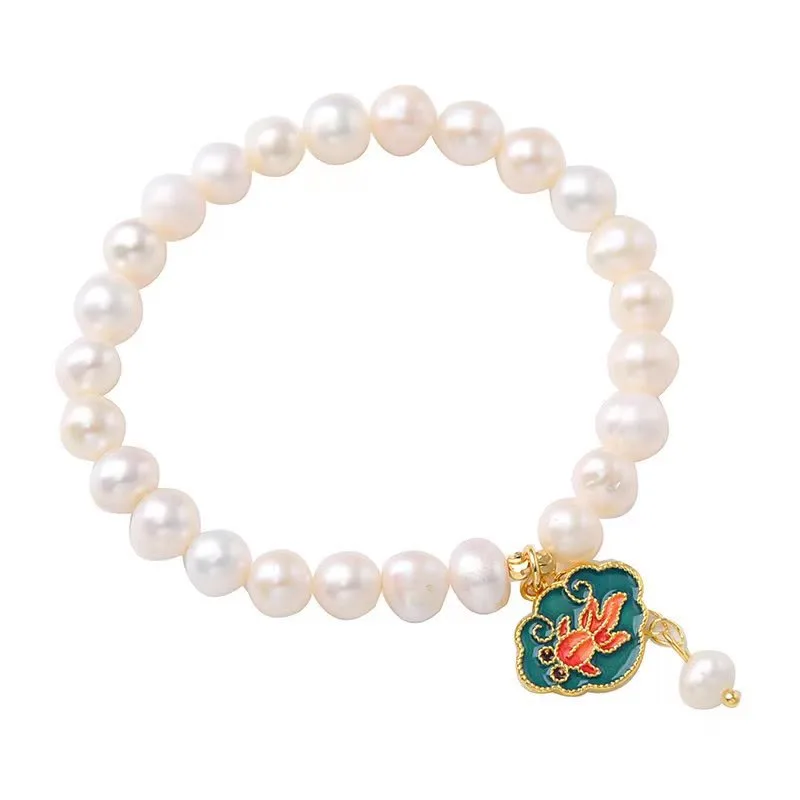 Mythstone - Natural Pearl Lotus Koi Fish Goldfish Optimism Charm Bracelet - Image 7