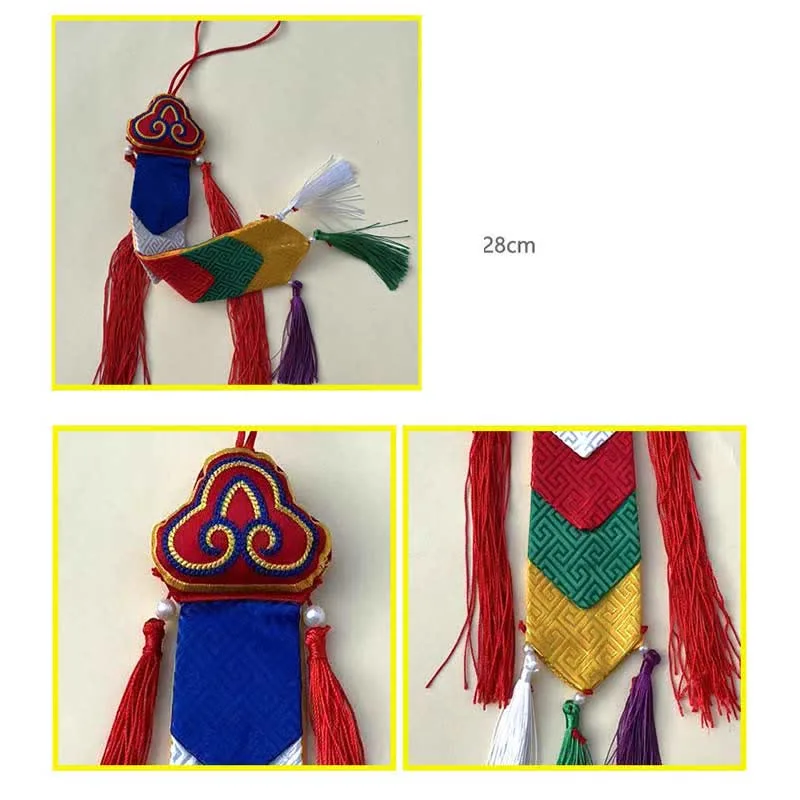 Mythstone Lotus Flower Eight Auspicious Symbols Meditation Enlightenment Colorful Tassels Wall Art - Image 7