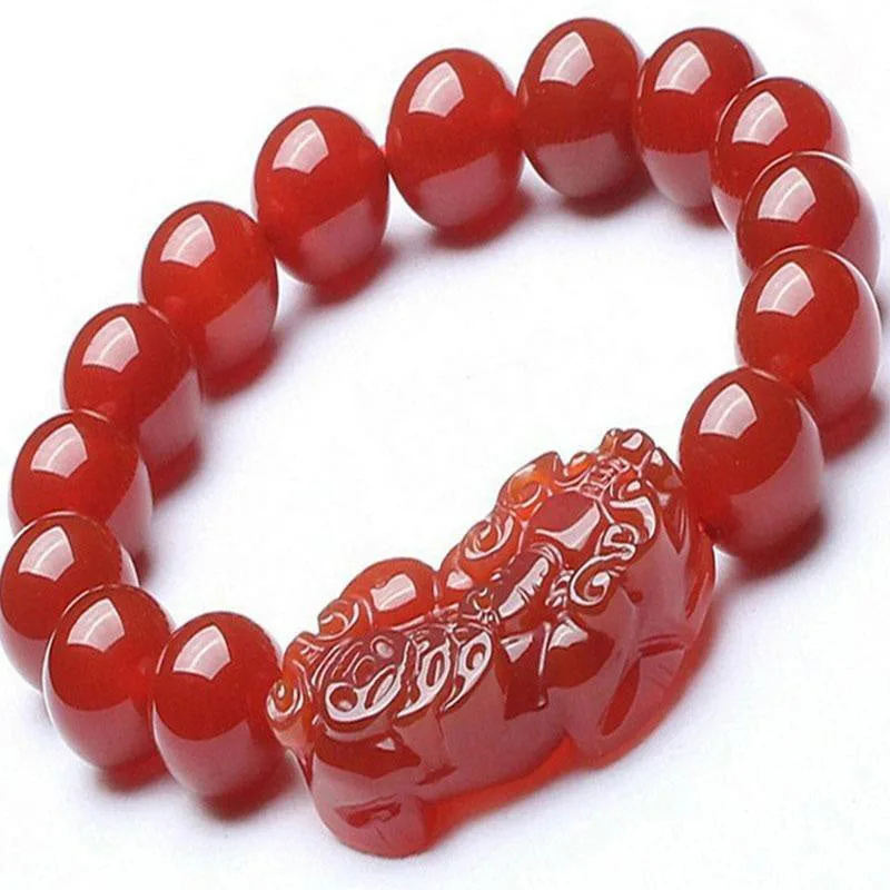 Mythstone Red Agate Lucky Pixiu Wealth Luck Bracelet - Image 2
