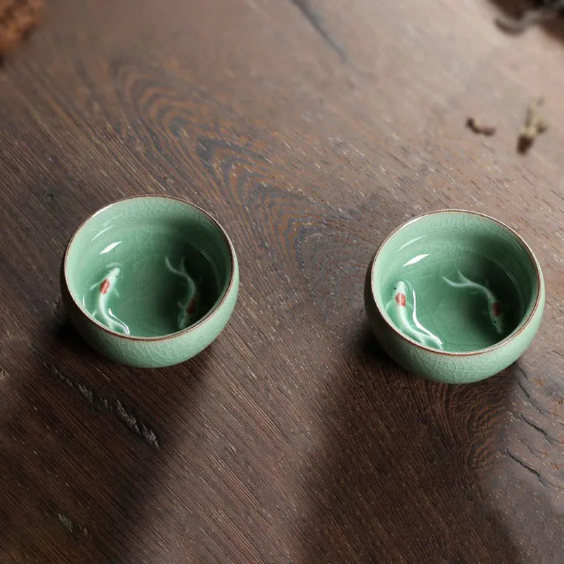 Mythstone Colorful Koi Fish Ceramic Teacup Kung Fu Tea Cup Bowl - Image 28