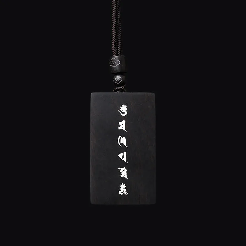 Mythstone 999 Sterling Silver Small Leaf Red Sandalwood Ebony Wood Om Mani Padme Hum Inlaid Protection Necklace Pendant - Image 11