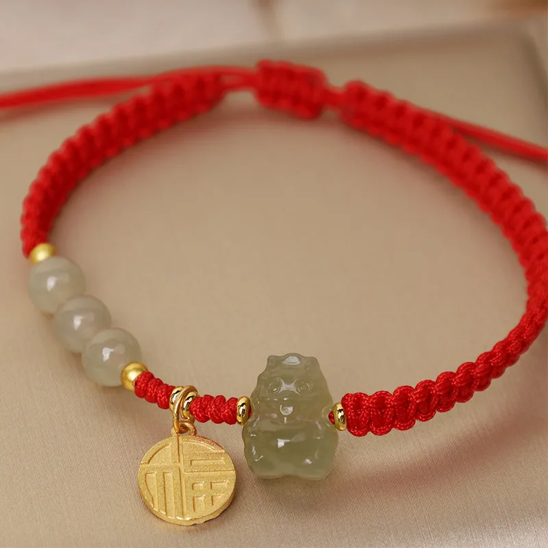 Mythstone Year of the Dragon 925 Sterling Silver Hetian Jade Fu Character Luck Bracelet - Image 3