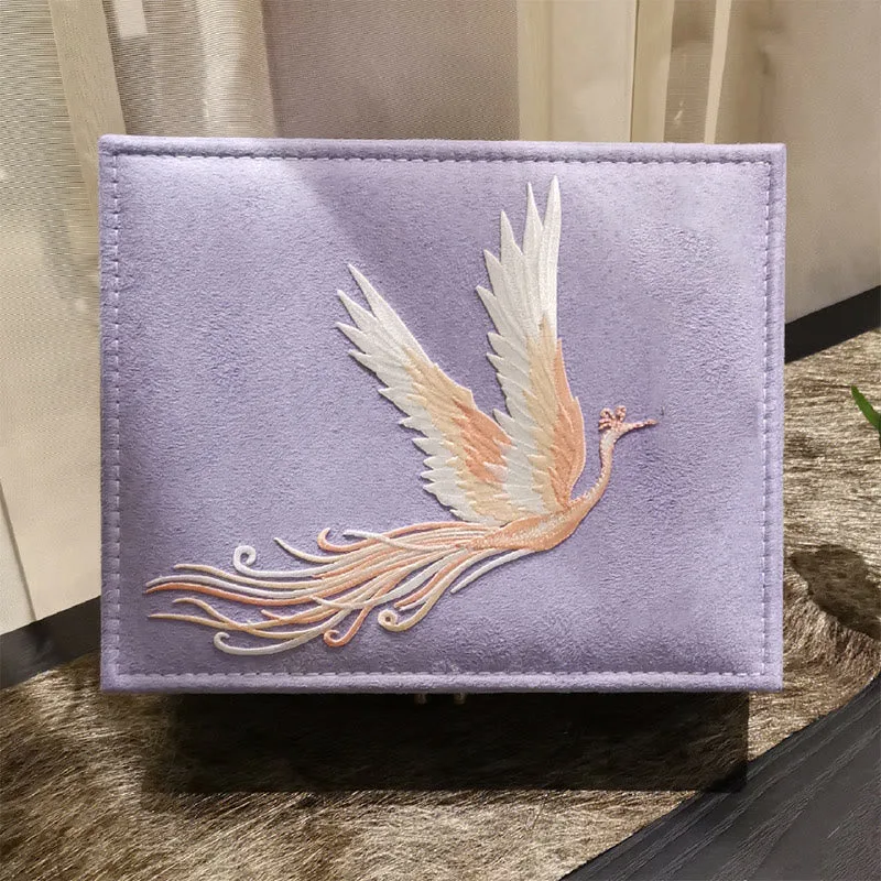 Mythstone Purple Phoenix Jewelry Box Organizer Two-Layer Jewelry Storage Box Flannel Box - Image 2