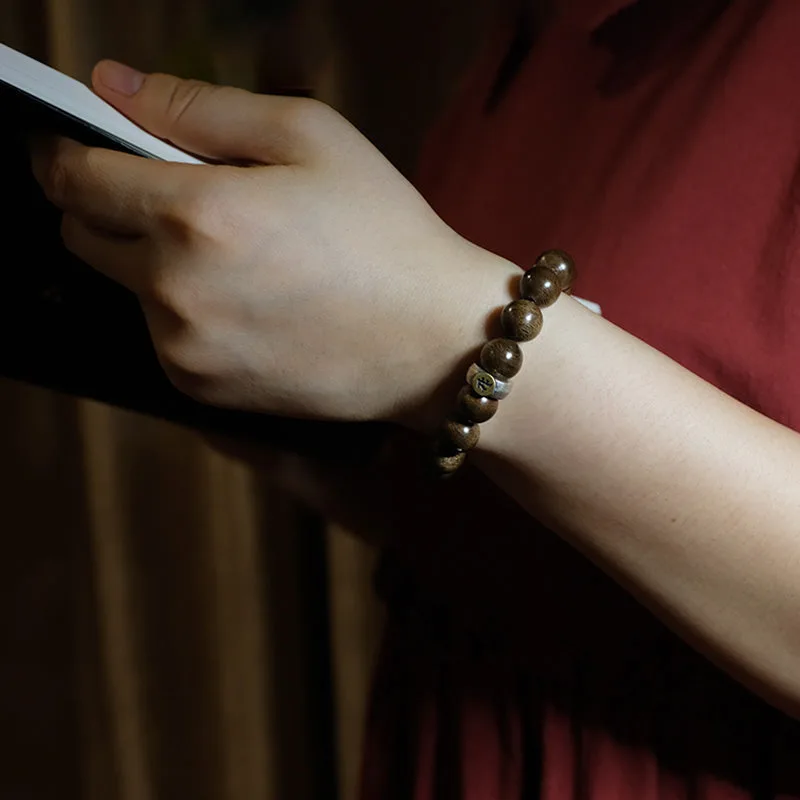 Mythstone Chinese Zodiac Natal Buddha Kalimantan Agarwood Red Agate Amber 925 Sterling Silver Bracelet - Image 4