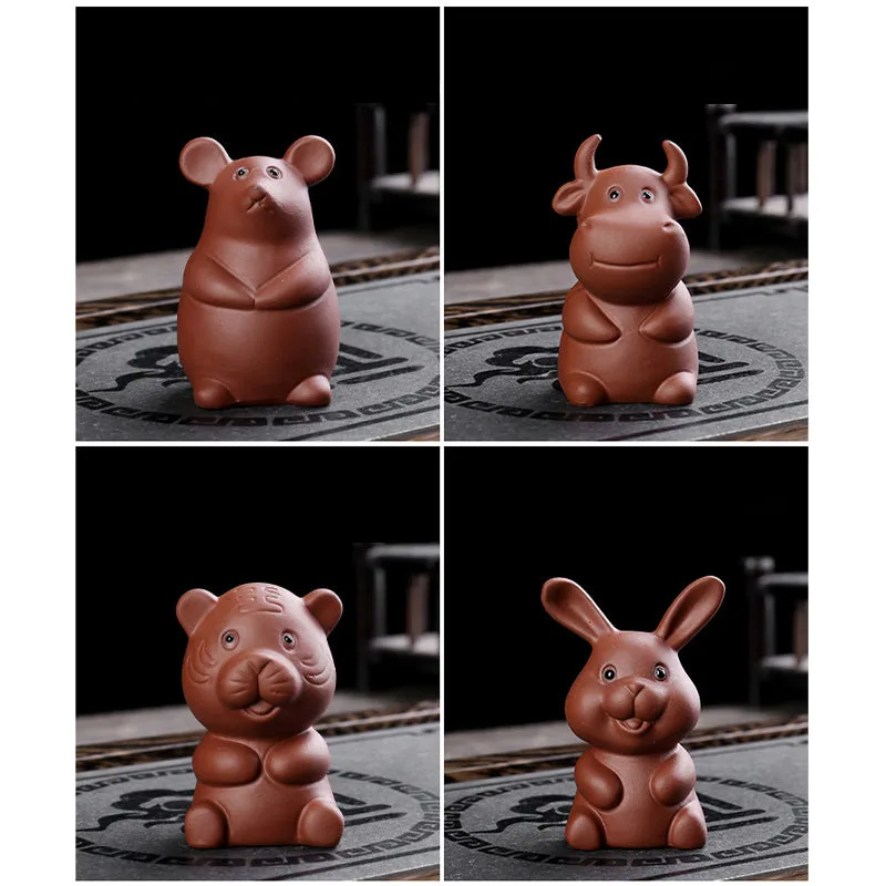 Mythstone Chinese Zodiac Purple Clay Wealth Ceramic Tea Pet Home Figurine Decoration - Image 23