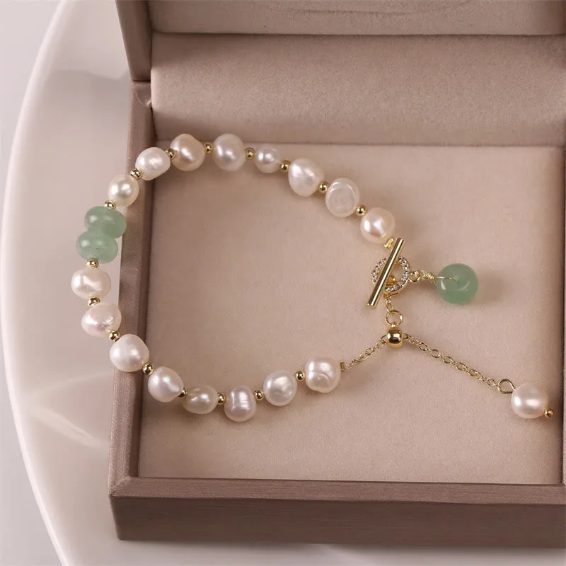 Mythstone Pearl Green Strawberry Quartz Bead Healing Chain Bracelet - Image 5