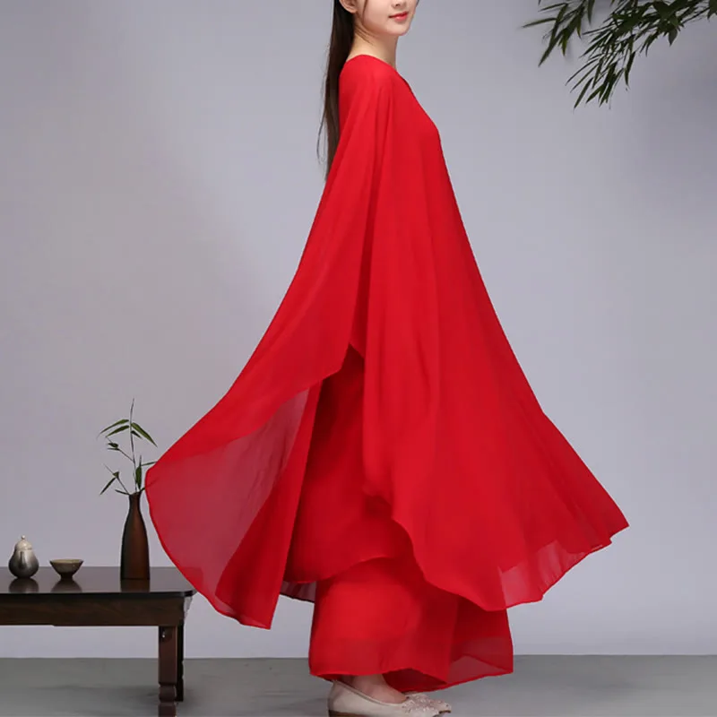 Mythstone Simple Pattern Midi Dress Wide Leg Pants Meditation Spiritual Zen Practice Yoga Dance Clothing - Image 6