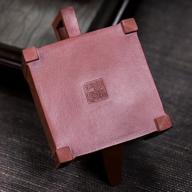 Mythstone Yixing All Handmade Gomoku Playing Chess Purple Clay Kung Fu Square Teapot 280ml - Image 19