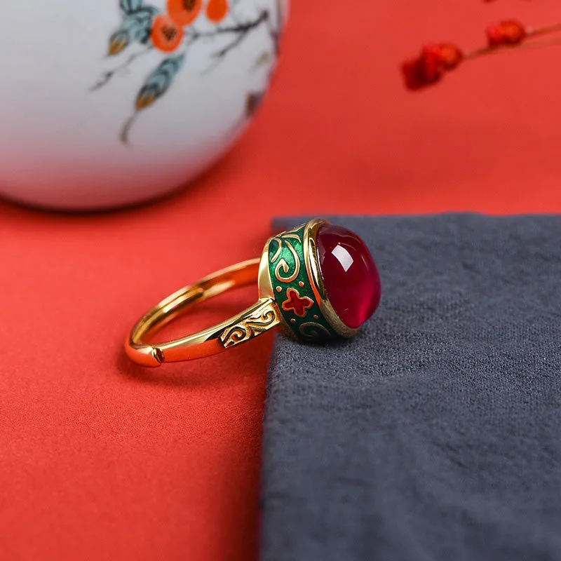 Mythstone 925 Sterling Silver Red Corundum Courage Ring - Image 11