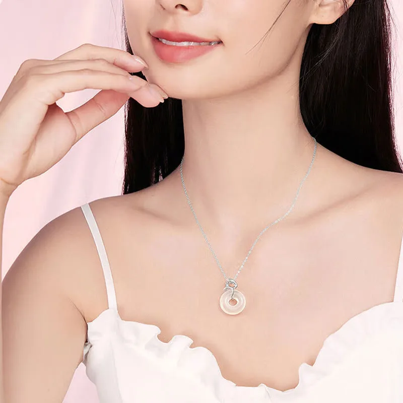 Mythstone 925 Sterling Silver Chalcedony Peace Buckle Year Of The Snake Harmony Necklace Pendant - Image 5