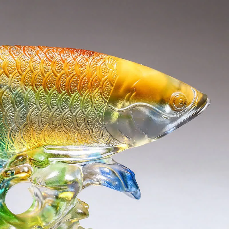 Mythstone - Handmade Liuli Crystal Koi Fish Art Piece Luck Home Office Decoration - Image 10