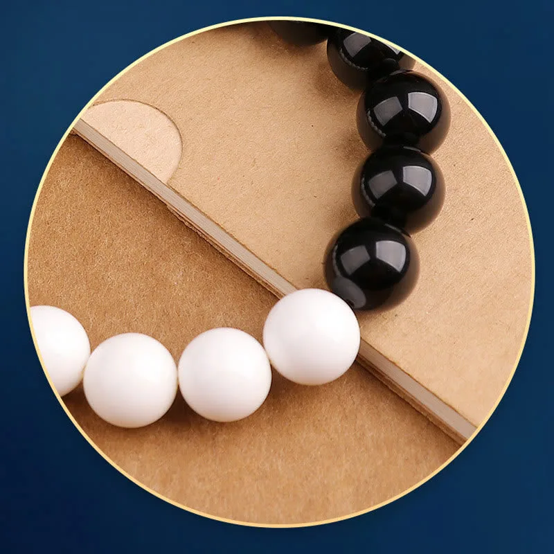 Mythstone 925 Sterling Silver Black Obsidian White Shell Yin Yang Strength Bracelet - Image 16