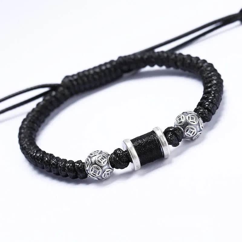 Mythstone 999 Sterling Silver Copper Coin Bead Copper Balance Braided String Bracelet - Image 10