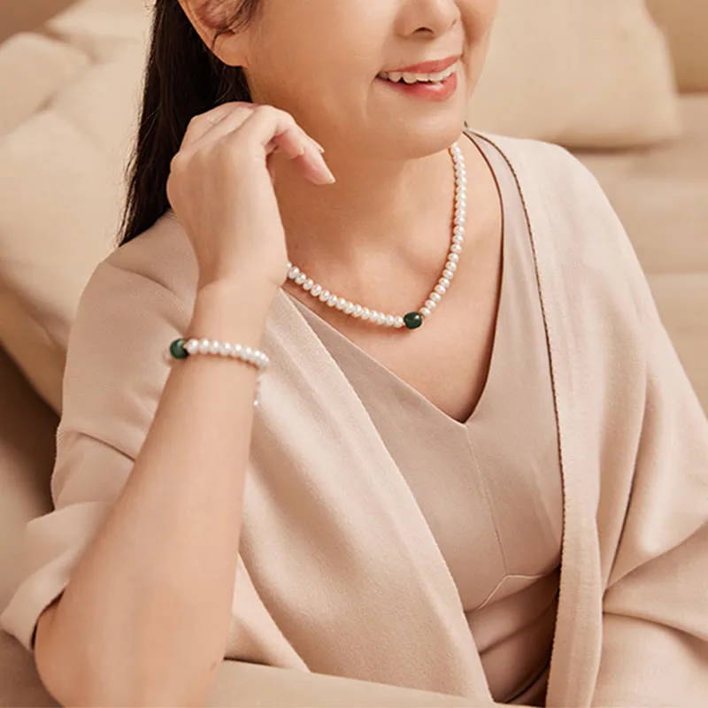 Mythstone 925 Sterling Silver Natural Pearl Hetian Jade Aquamarine Wisdom Sincerity Necklace Pendant Bracelet - Image 7
