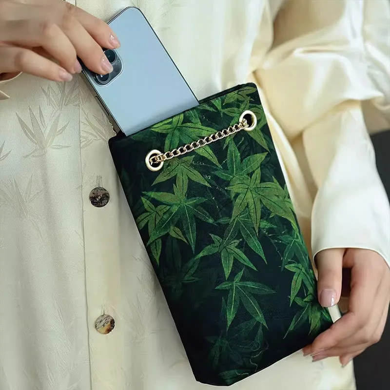 Mythstone Small Maple Leaf Persimmon Metal Chain Crossbody Bag Shoulder Bag Cellphone Bag - Image 4