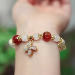 Mythstone Windmill Chinese Lock Charm Fu Character Blessing Bracelet