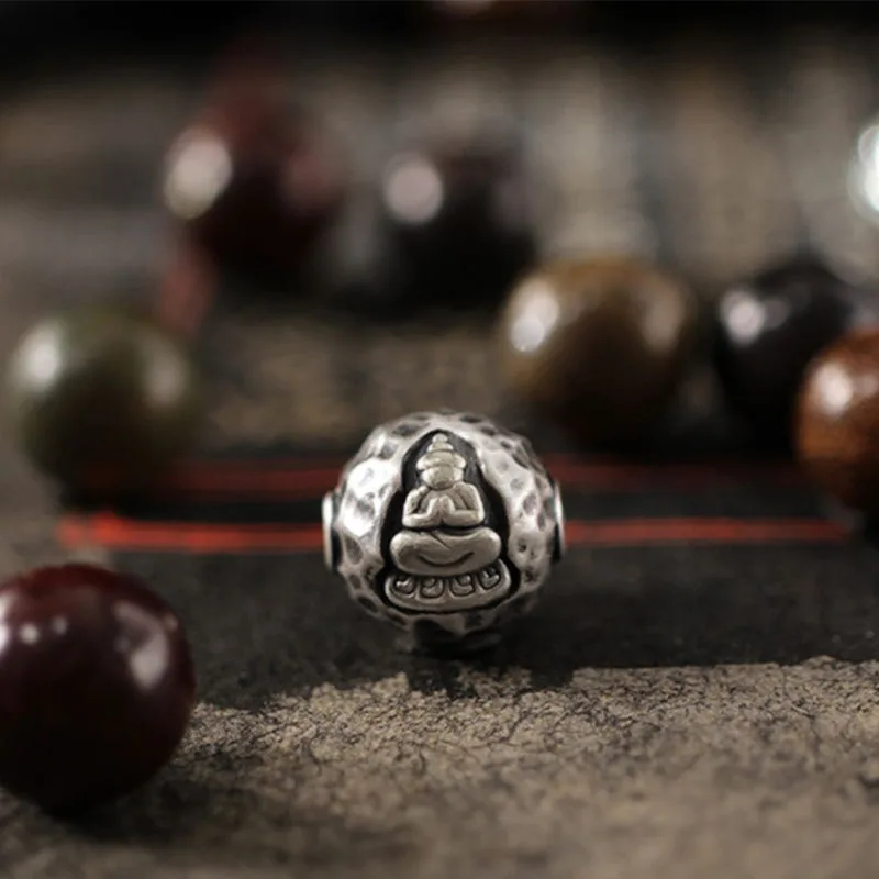 Mythstone 999 Sterling Silver Green Sandalwood Small Leaf Red Sandalwood Buddha Cure Bracelet - Image 2