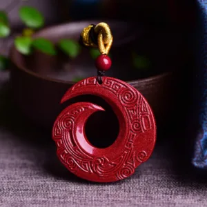Mythstone One's Luck Improves Design Patern Natural Cinnabar Blessing Necklace Pendant