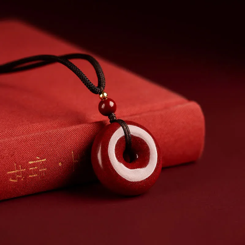 Mythstone Cinnabar Peace Buckle Calm Blessing Necklace Pendant - Image 9